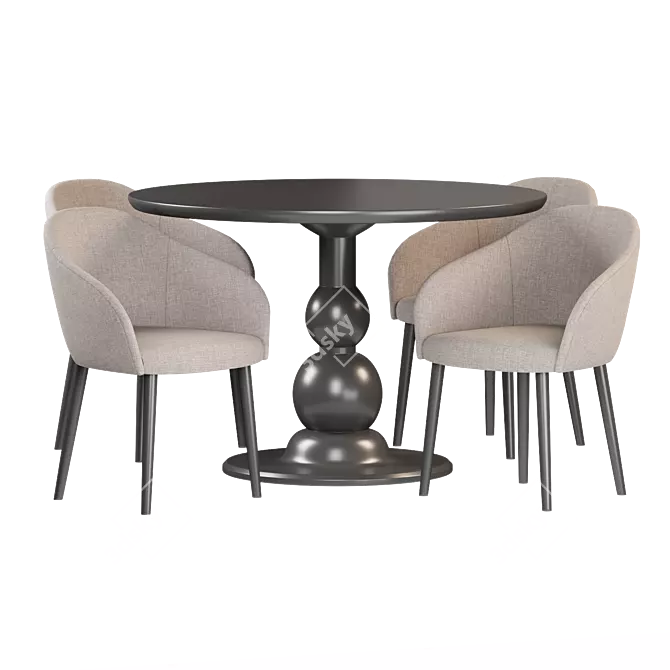 Lux Deco Mango Wood Dining Set 3D model image 2
