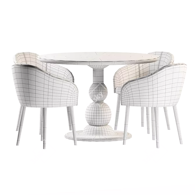 Lux Deco Mango Wood Dining Set 3D model image 3