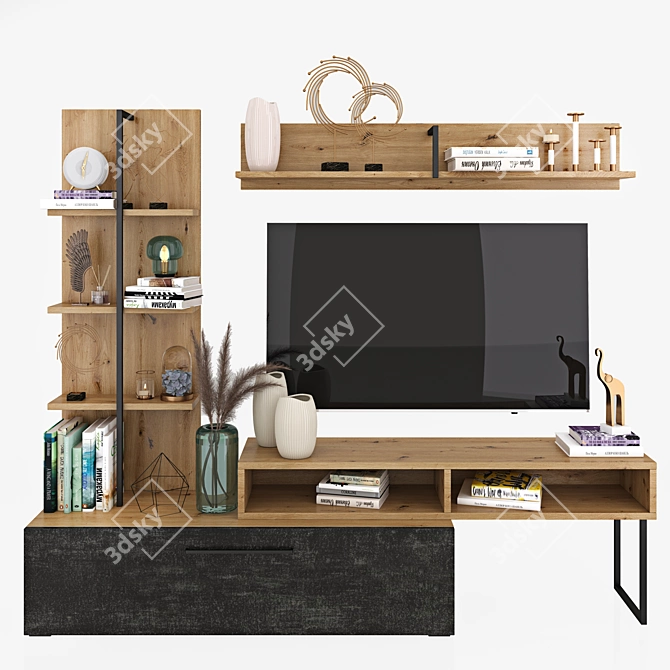 Modern Living Room Evora Wall Unit 3D model image 1