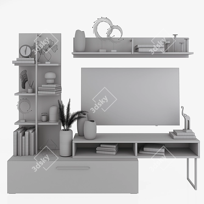 Modern Living Room Evora Wall Unit 3D model image 2