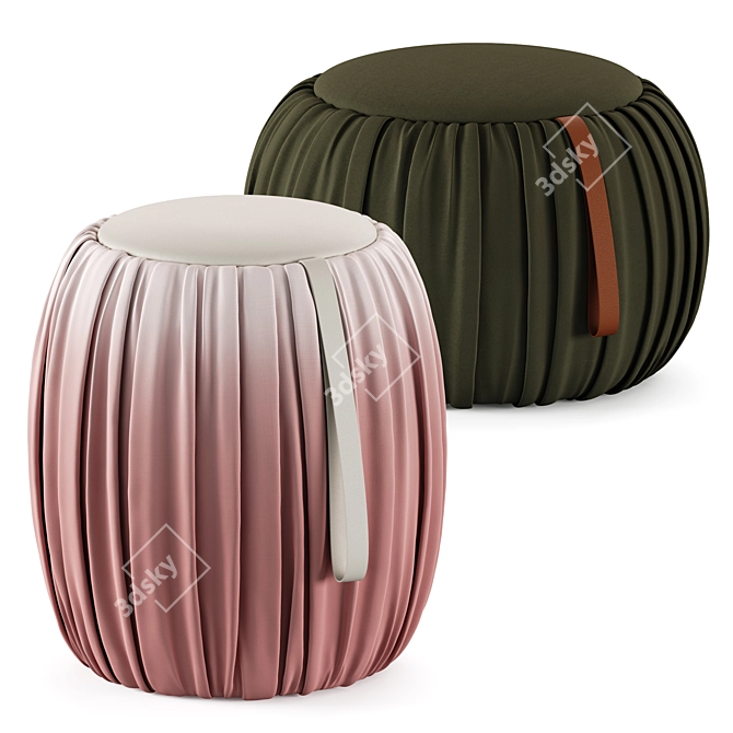 Luxury Fabric & Leather Poufs 3D model image 1