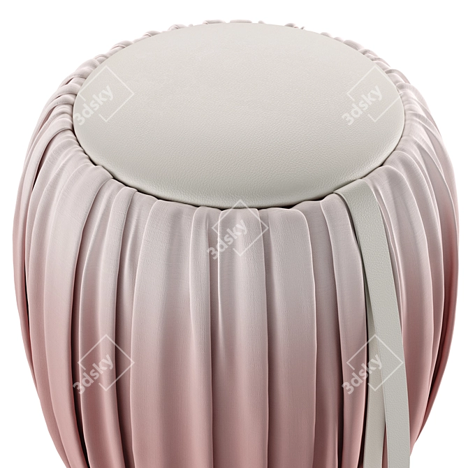 Luxury Fabric & Leather Poufs 3D model image 2