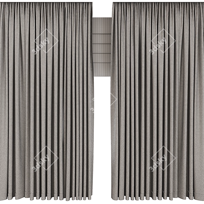 Velvet Satin Curtains Set 3D model image 5