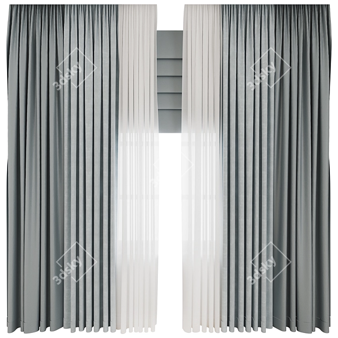 Velvet Satin Curtains Set 3D model image 6