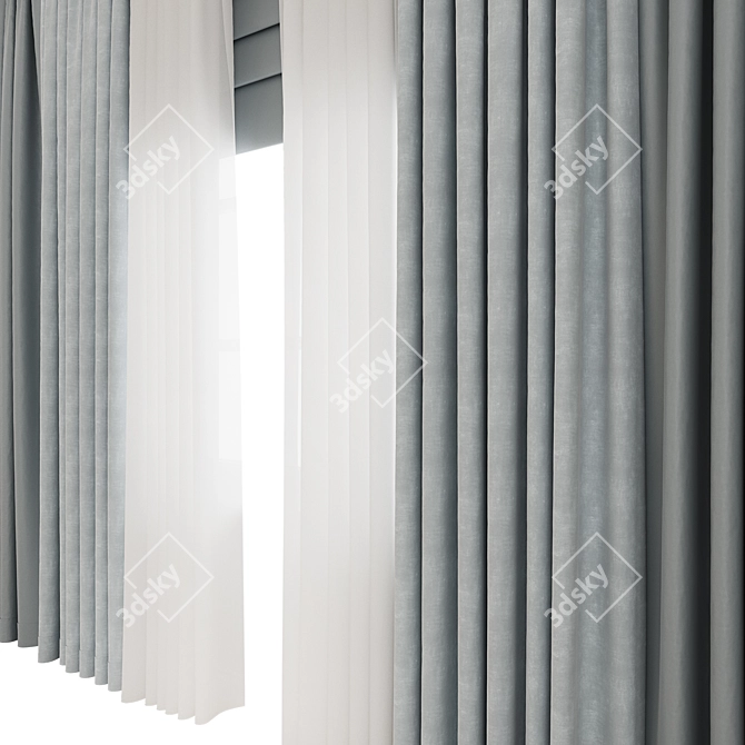 Velvet Satin Curtains Set 3D model image 8