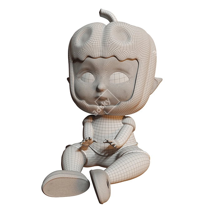 Pumpkin Mask Baby Figure 3D model image 2