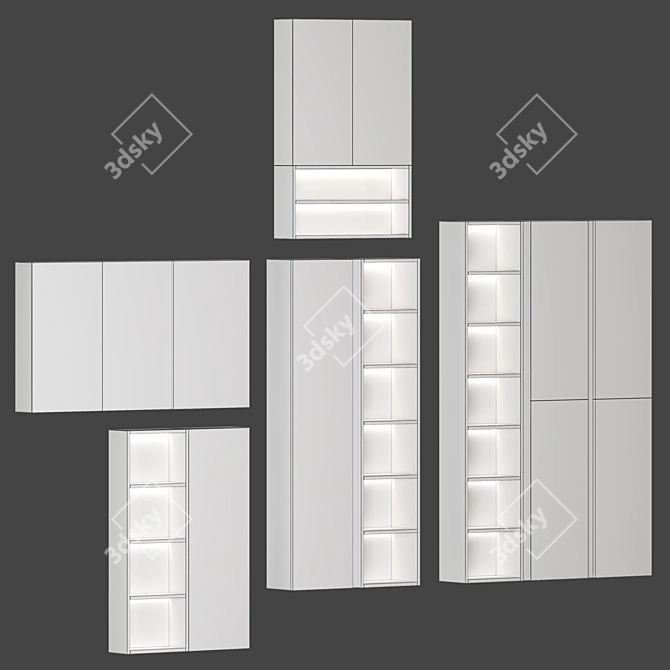 Modern Wall Mounted Mirror Cabinets 3D model image 4