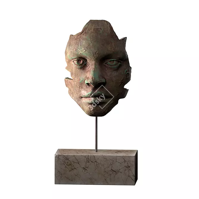 Woman's Face Abstract Sculpture 3D model image 1