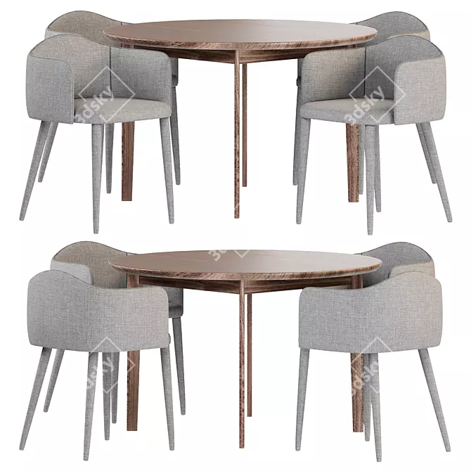 Rustic Dining Set: Laredoute Collection 3D model image 1