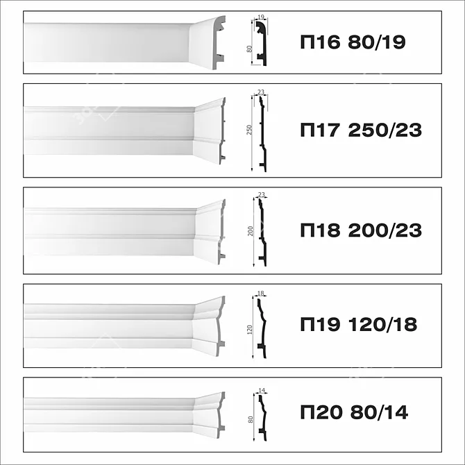 BelloDeco P16-P20 Floor Moldings 3D model image 2