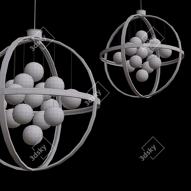 Modern LED Chandelier 3D Model 3D model image 2