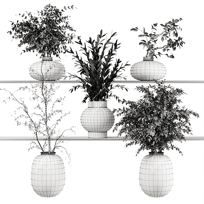 Glass Vase Indoor Plants Bouquet 3D model image 7