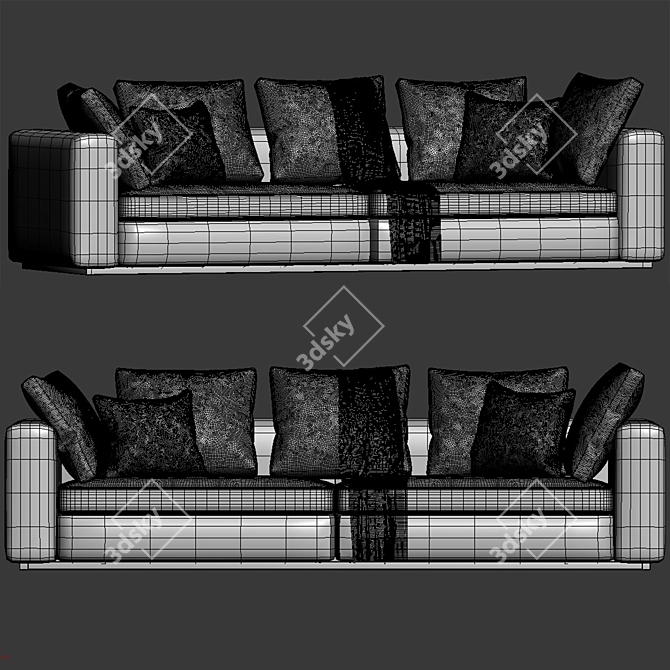 Modern 3-Seater Fabric Sofa 3D model image 3