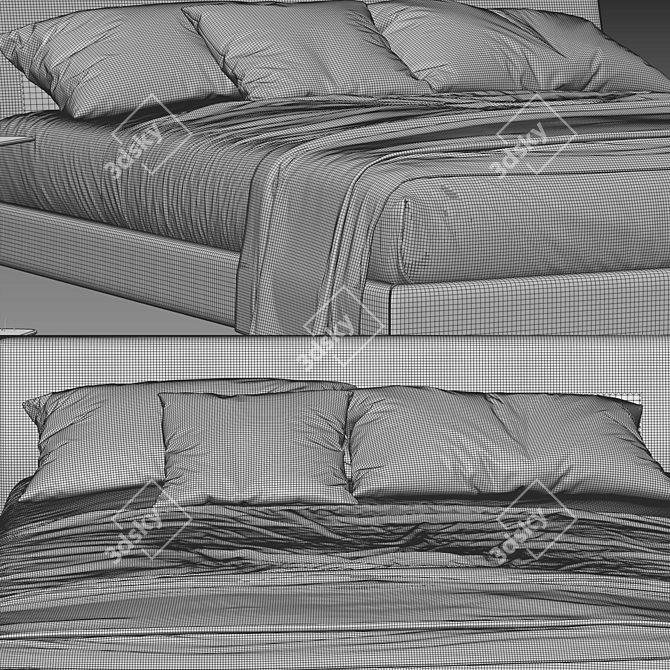 Luxury Meridiani Louis Bed Design 3D model image 4