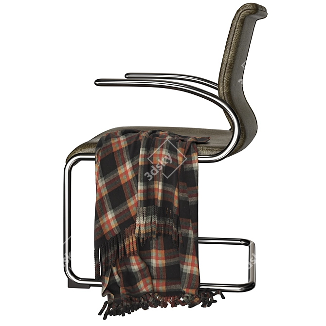 Luxury Leather Armchair with Metal Frame 3D model image 2