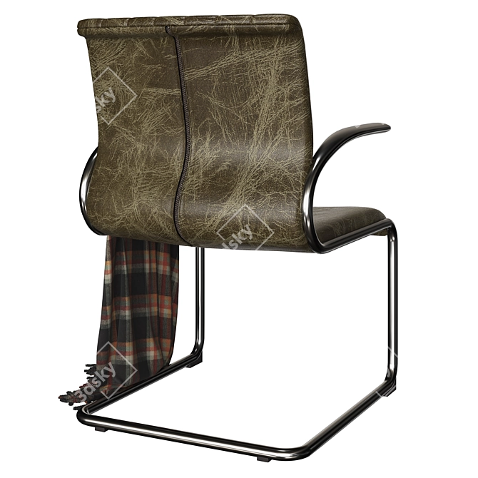 Luxury Leather Armchair with Metal Frame 3D model image 3