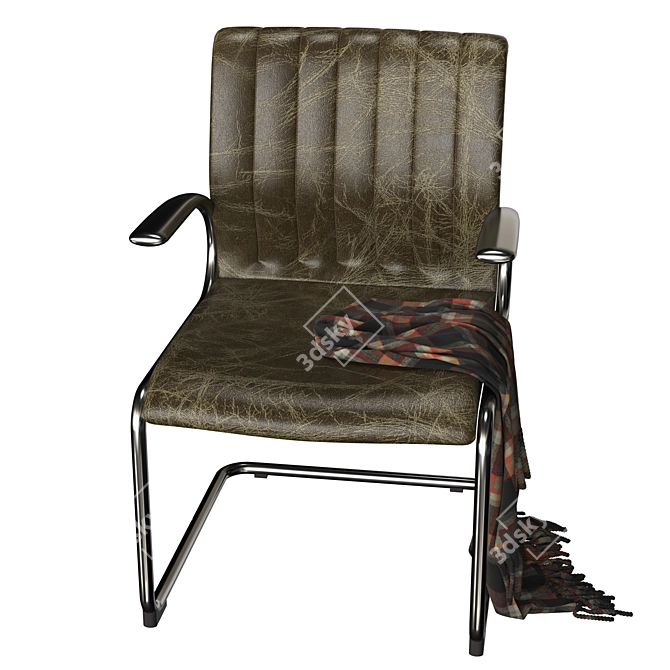 Luxury Leather Armchair with Metal Frame 3D model image 4