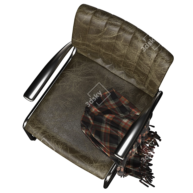 Luxury Leather Armchair with Metal Frame 3D model image 5
