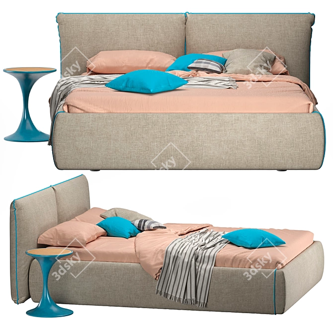 Elegant Joyful Bed Perfect for Comfort 3D model image 2