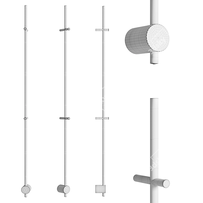 Minimalist Stainless Steel Electric Towel Rail 3D model image 2