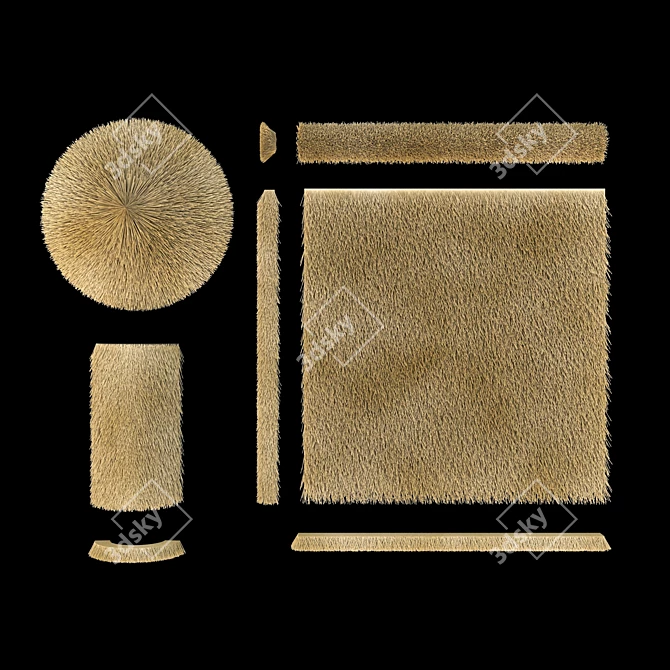 Thatched Roof Set Construction Kit 3D model image 7