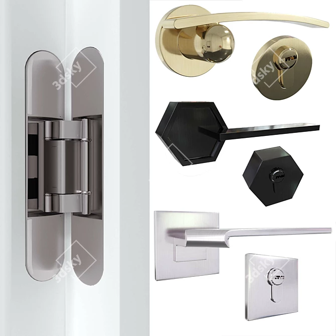 Brush Metal Doors & Handles 3D model image 2