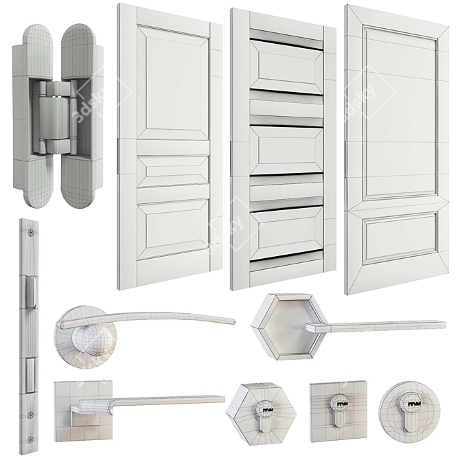 Brush Metal Doors & Handles 3D model image 3