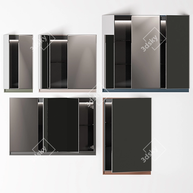 Sleek Recessed Furniture Units 3D model image 5