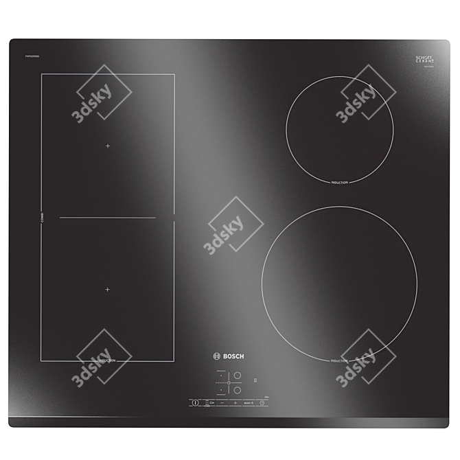 BOSCH Cooktop Set: 4 Induction & Gas Panels 3D model image 3