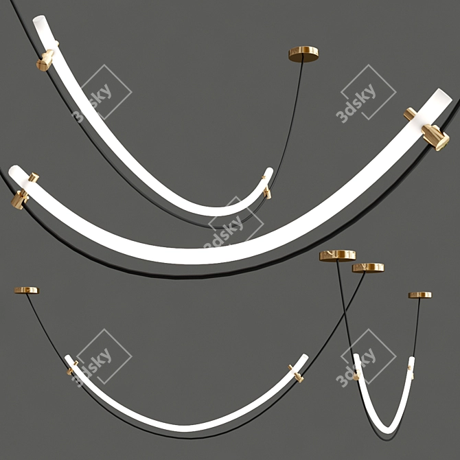 Elegant Arc Acrylic Metal Lamp 3D model image 2