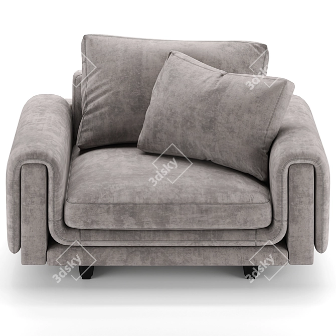 Sleek Upholstered Loveseat 3D model image 2