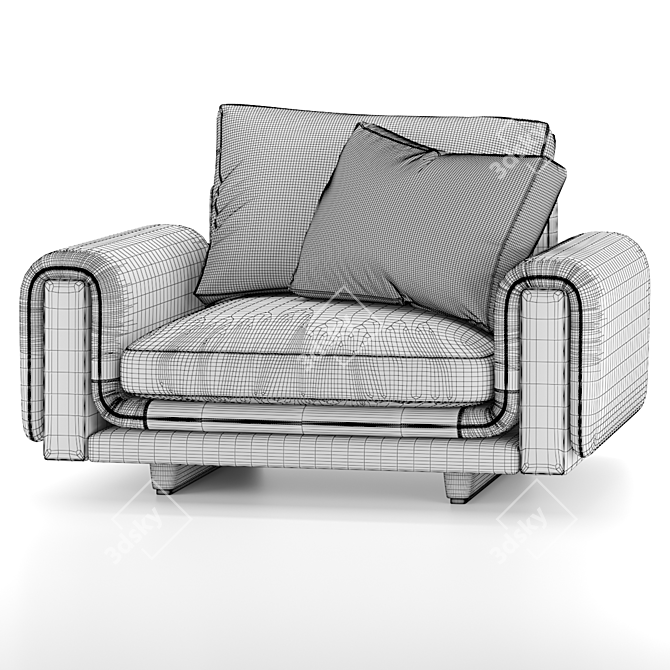 Sleek Upholstered Loveseat 3D model image 5