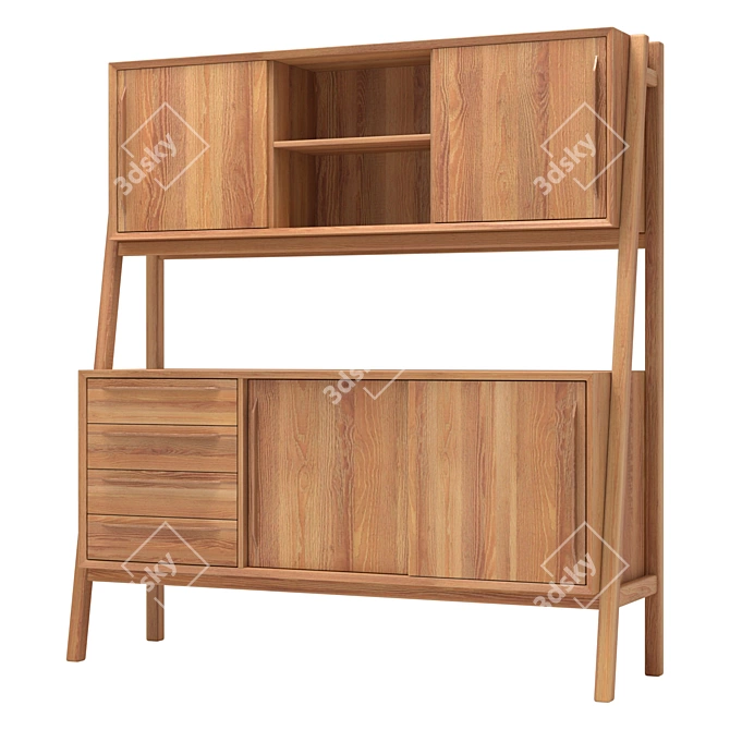 White Wide Bruni Buffet 150cm 3D model image 2