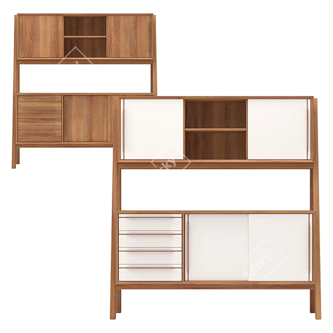 White Wide Bruni Buffet 150cm 3D model image 3