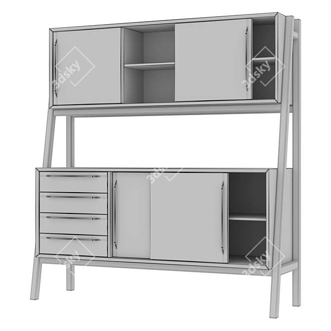 White Wide Bruni Buffet 150cm 3D model image 6