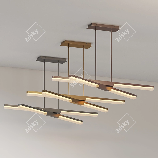 Sleek Crystal LED Linear Suspension 3D model image 3