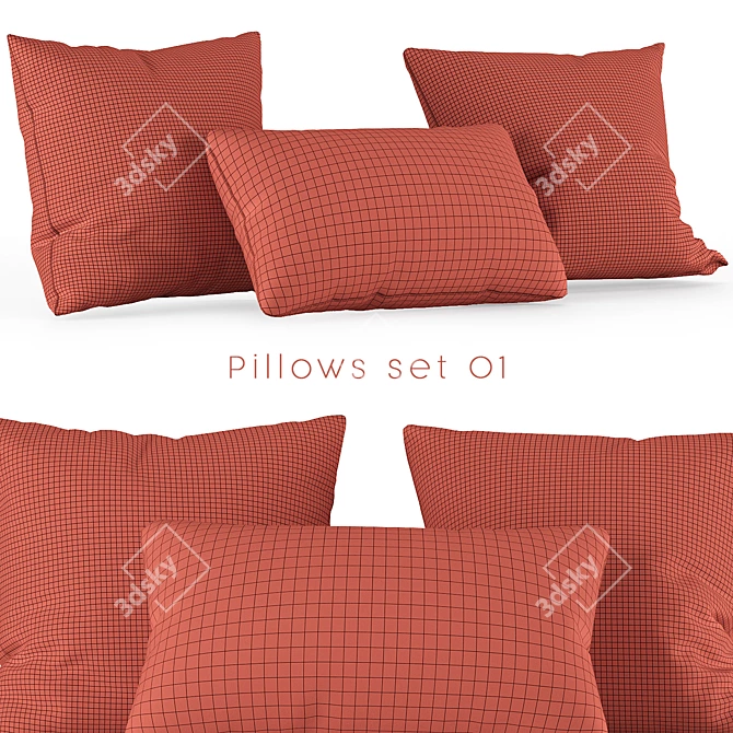 Decorative Pillow Set 01 3D model image 2