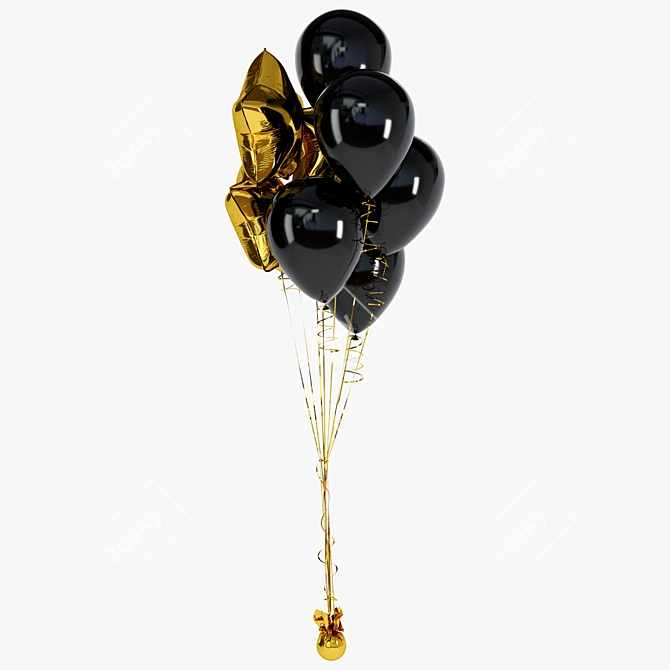 Party Foil Balloon Set 3D 3D model image 4