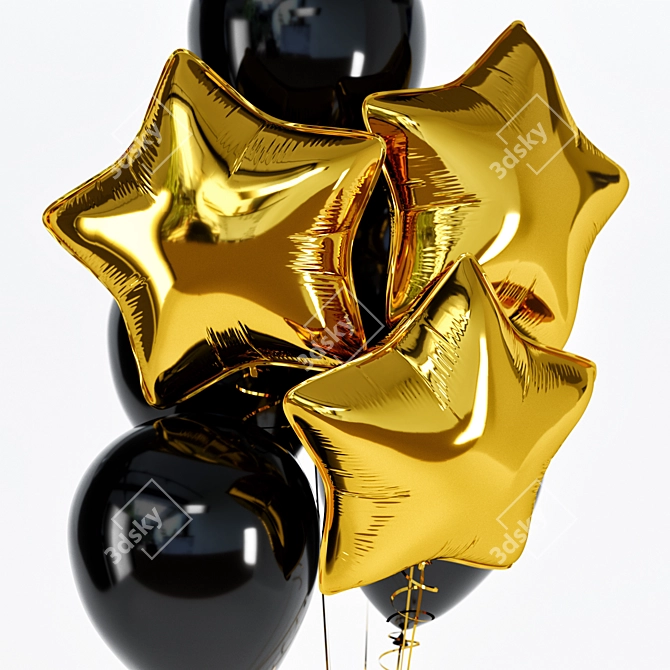 Party Foil Balloon Set 3D 3D model image 6
