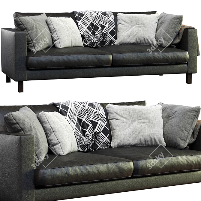Modern Leather Sofa by Ikea 3D model image 1