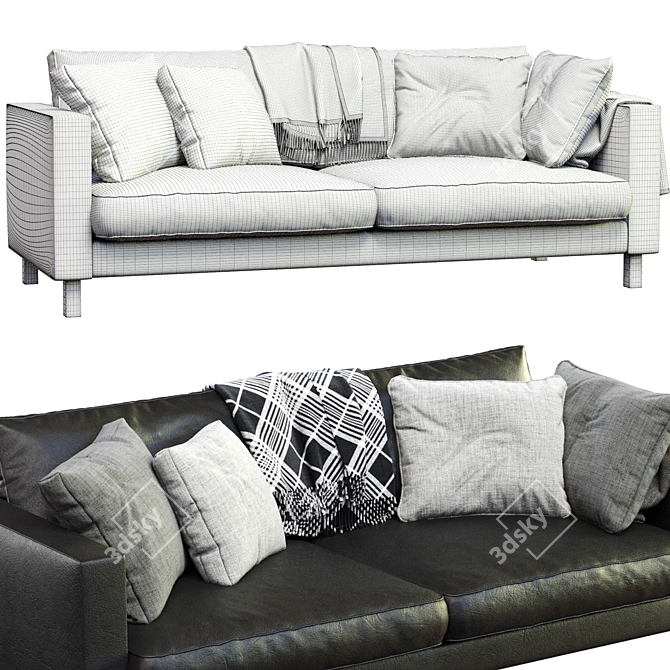 Modern Leather Sofa by Ikea 3D model image 5