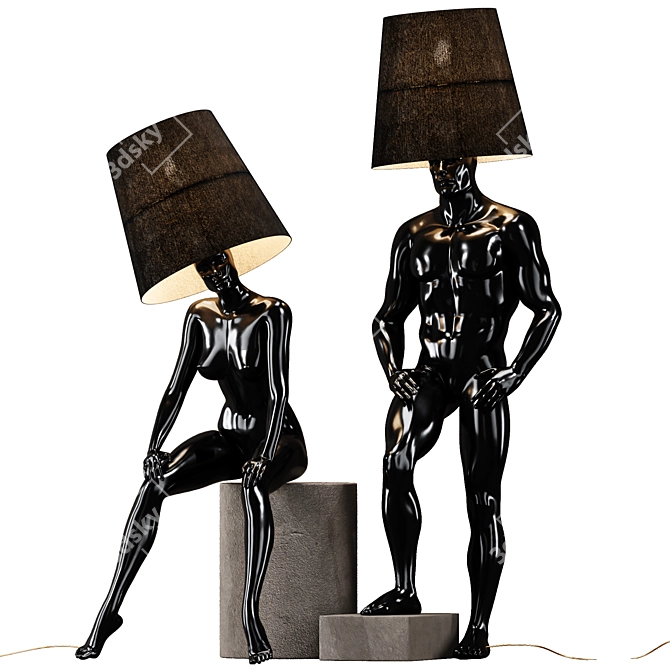 Hommer Gold Black Human Floor Lamp 3D model image 1