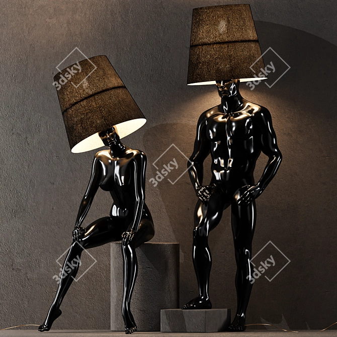 Hommer Gold Black Human Floor Lamp 3D model image 2