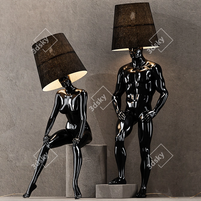 Hommer Gold Black Human Floor Lamp 3D model image 4