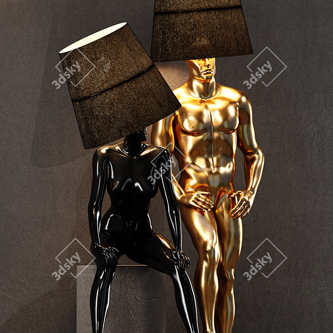 Hommer Gold Black Human Floor Lamp 3D model image 5