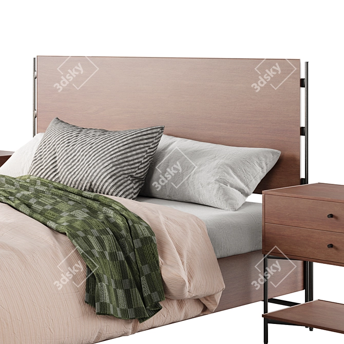 Warren Platform Bed & Nightstand 3D model image 2