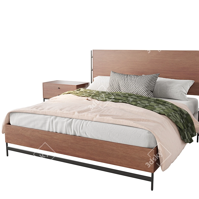 Warren Platform Bed & Nightstand 3D model image 3