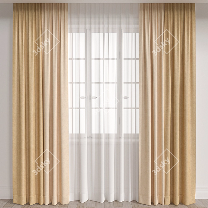 Modern Curtain 3D Model Render 3D model image 1