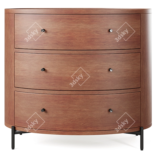 Oval Warren 3-Drawer Dresser 3D model image 1