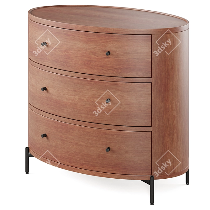 Oval Warren 3-Drawer Dresser 3D model image 2